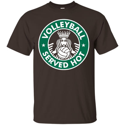 Volleyball Served Hot Great Volleyball Player Shirt Dark Chocolate