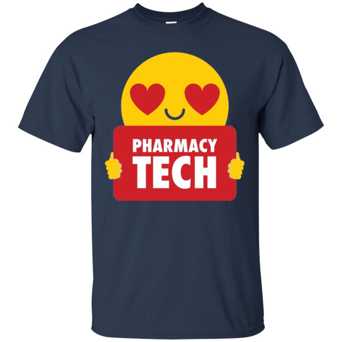 Pharmacy Tech T-shirt Heart Eye Emoji Navy