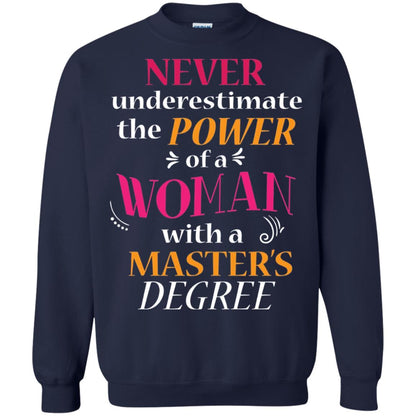 Funny Masters Degree T-shirt Never Underestimate The Power Navy