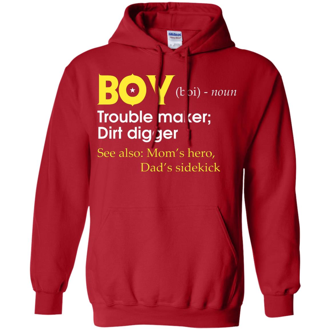 Boy Definition Trouble Maker Dirt Digger Shirt Red