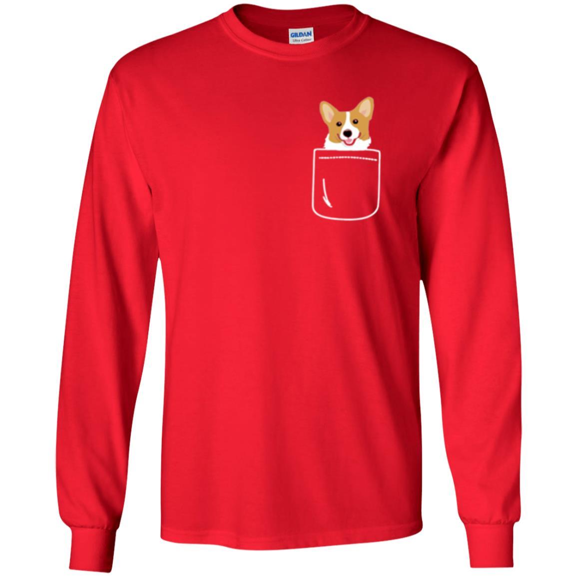 Puppy Dog Lover T-shirt Corgi In Your Front Pocket Red