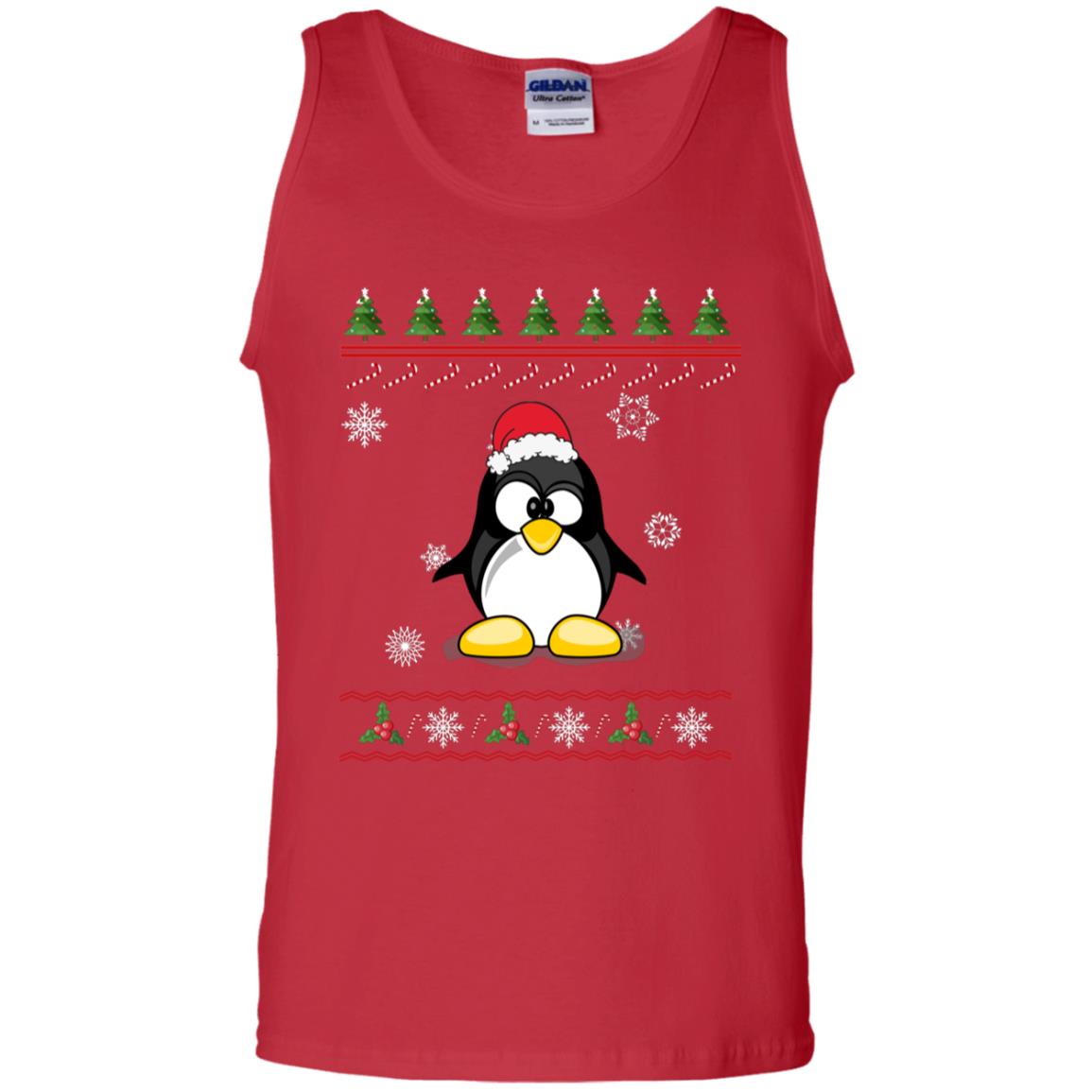Penguin With Santa Hat Merry X-mas Ugly Christmas Gift Shirt For Mens Womens Kids Red