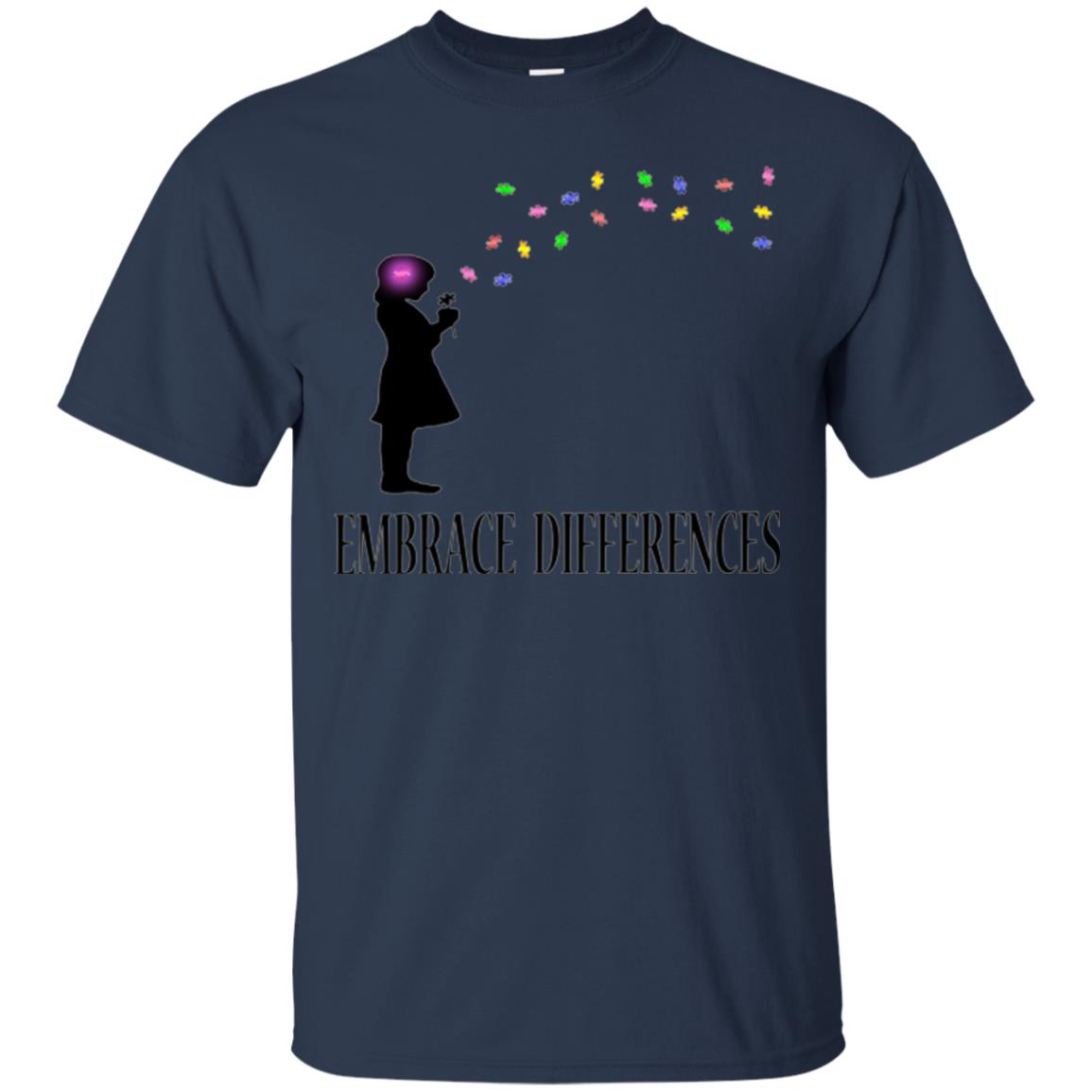 Embrace Differences Shirt Proud Autism Awareness T-shirt Navy