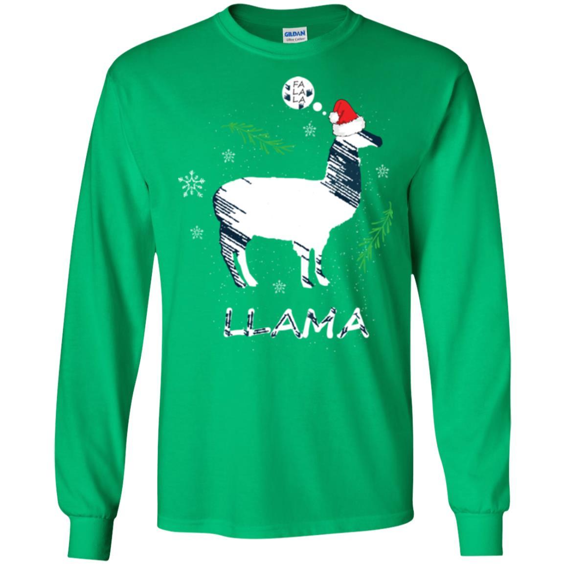 Christmas T-shirt Fa La La La Llama T-shirt Irish Green