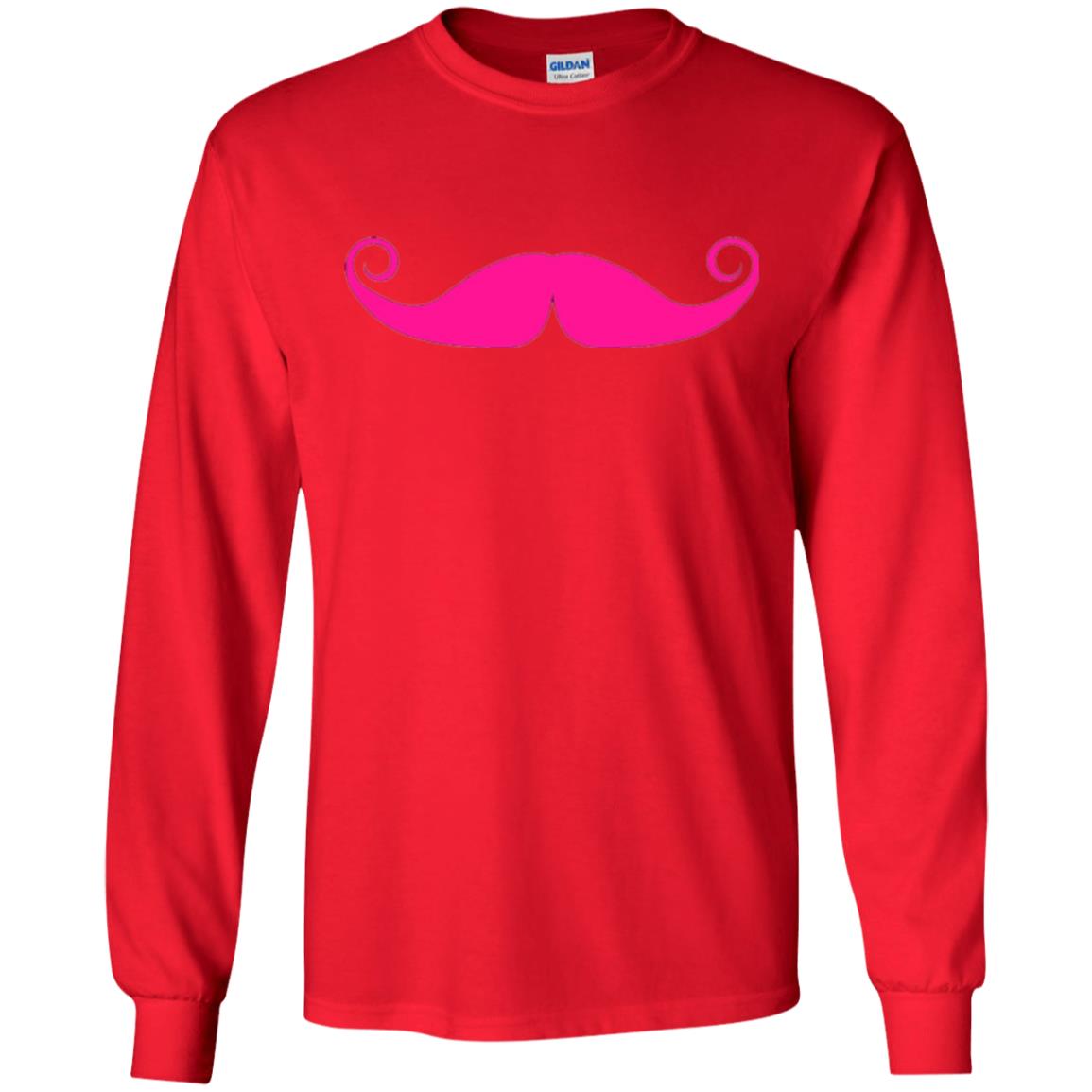 Pink Mustache T-shirt Funny Gift For Men Red