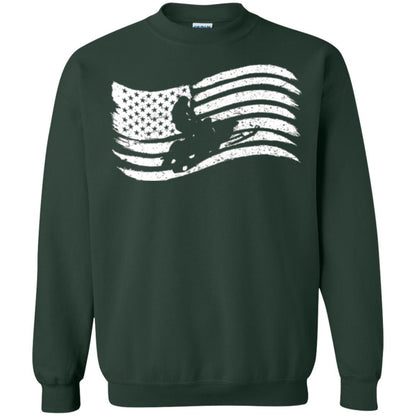 Snowmobile Rider T-shirt American Flag Forest Green
