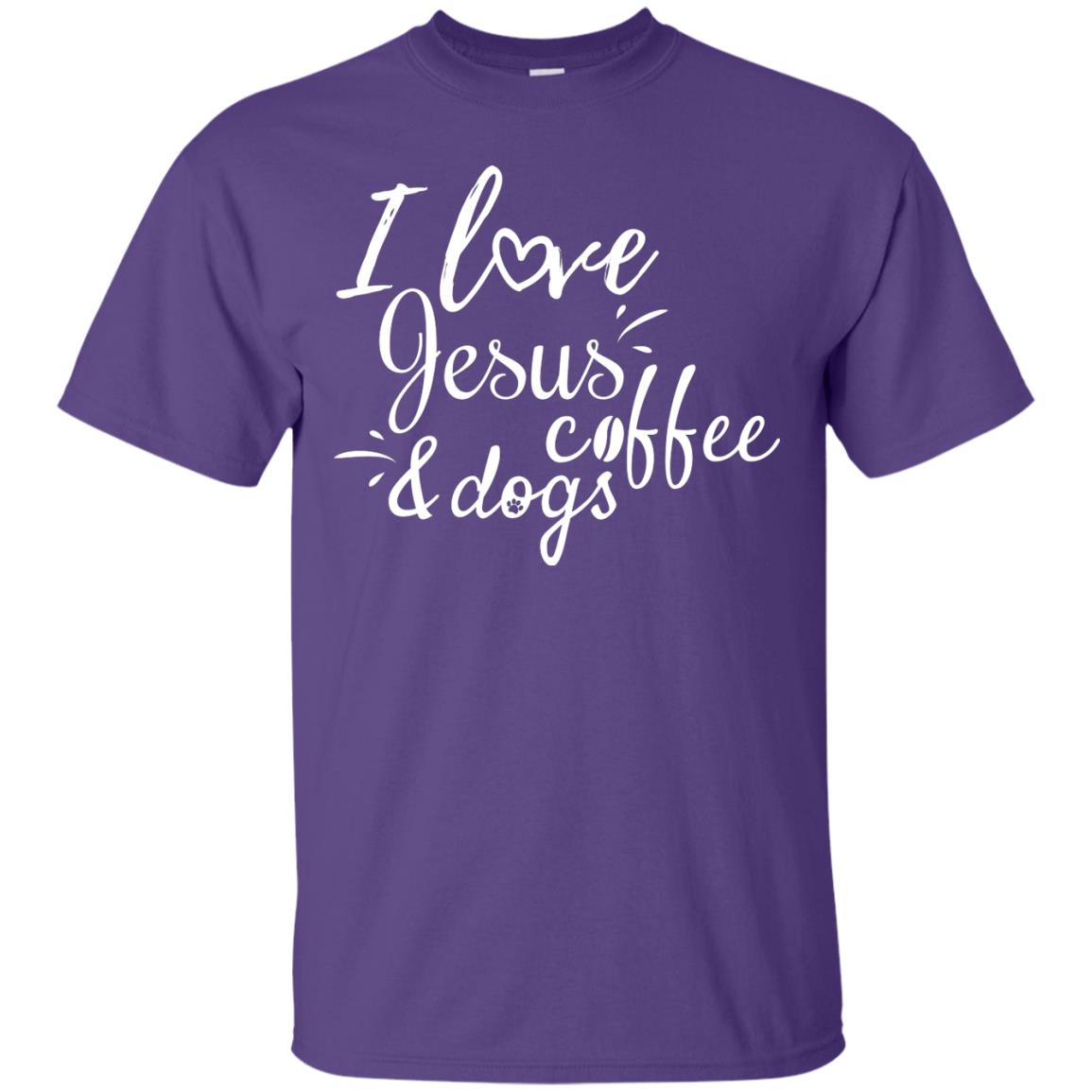 I Love Jesus Coffee And Dogs Christian T-shirt Purple