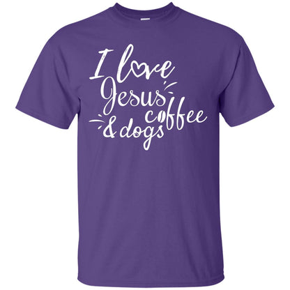 I Love Jesus Coffee And Dogs Christian T-shirt Purple