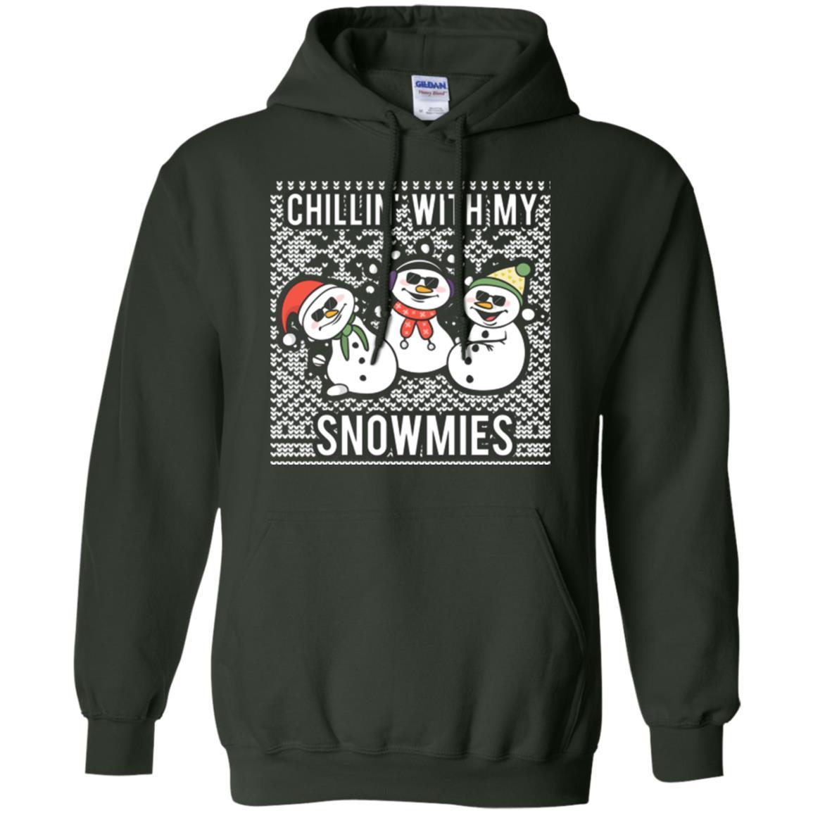 Christmas T-shirt Chillin' With My Snowmies Forest Green