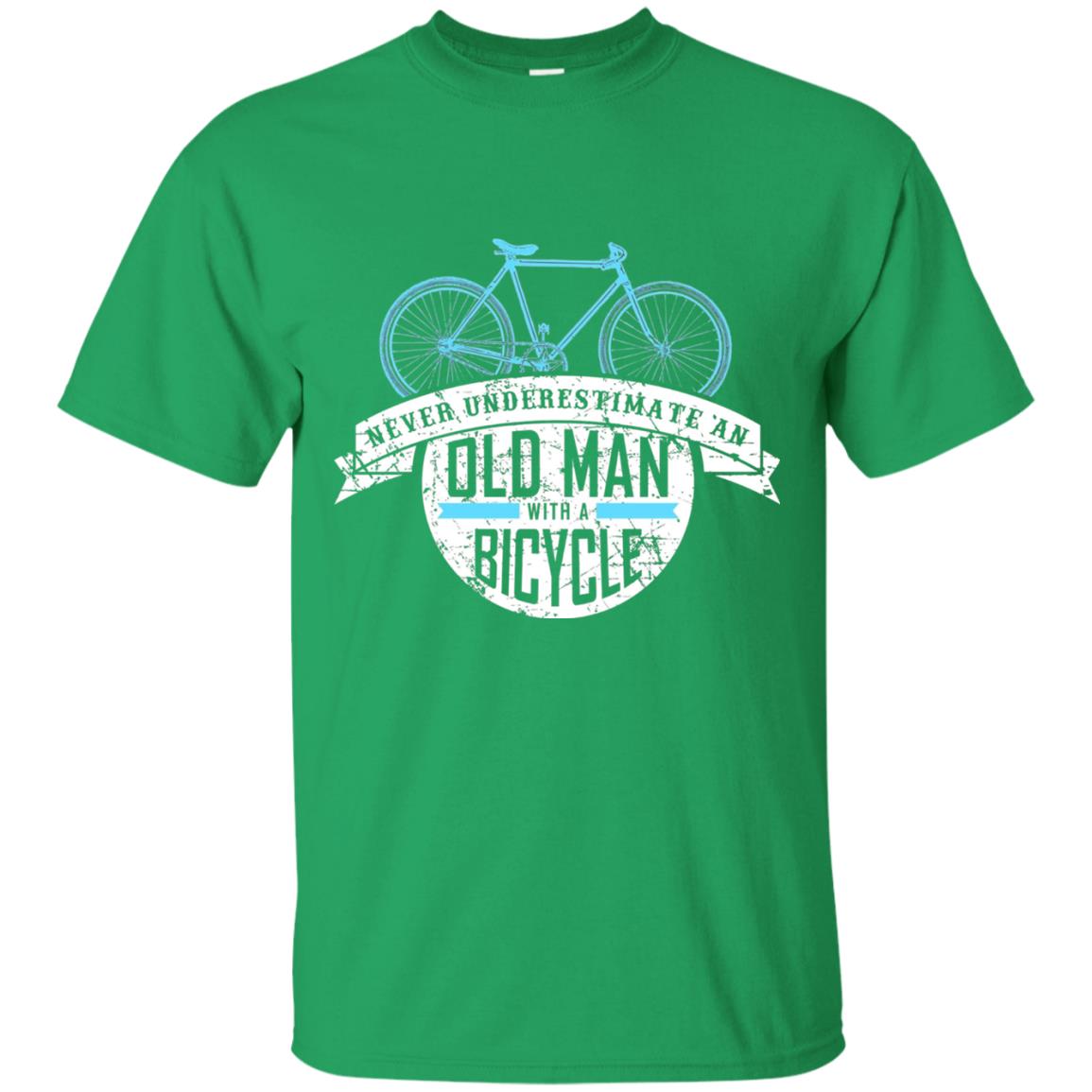 Mens Never Underestimate An Old Man With A Bicycle T-shirt Irish Green