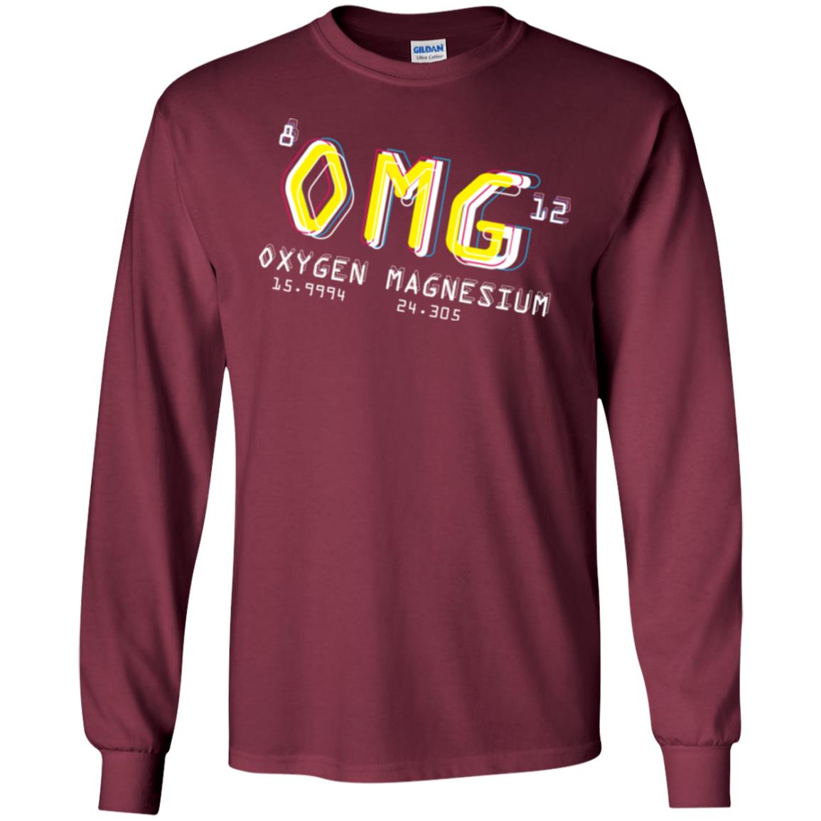 Funny Science Class T-shirt Omg Oxygen Magnesium Maroon