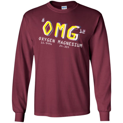 Funny Science Class T-shirt Omg Oxygen Magnesium Maroon