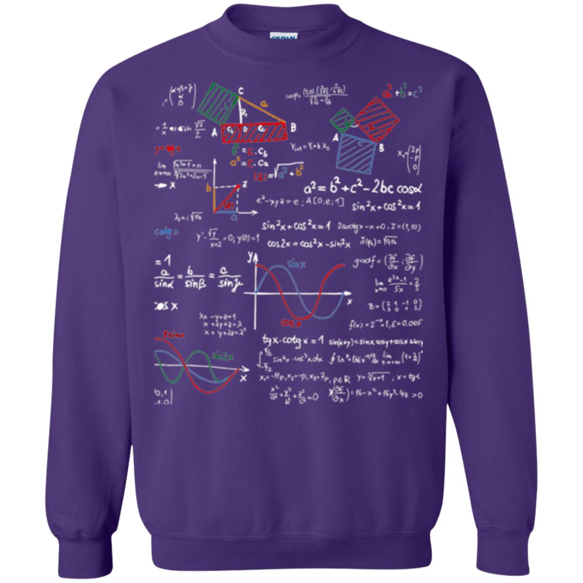 Math Lover T-shirt Formulas Cheat Sheet Purple