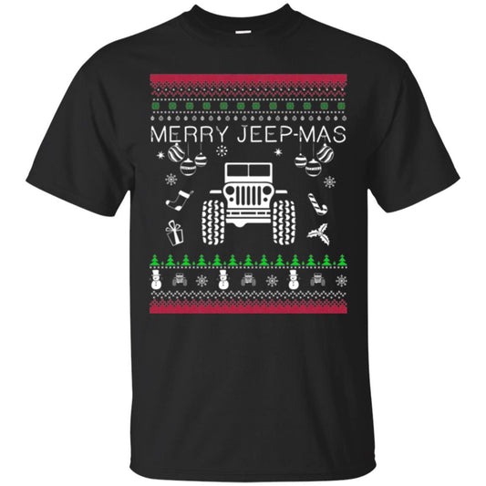 Christmas T-shirt Mery Jeep-mas Jeep Ugly Black