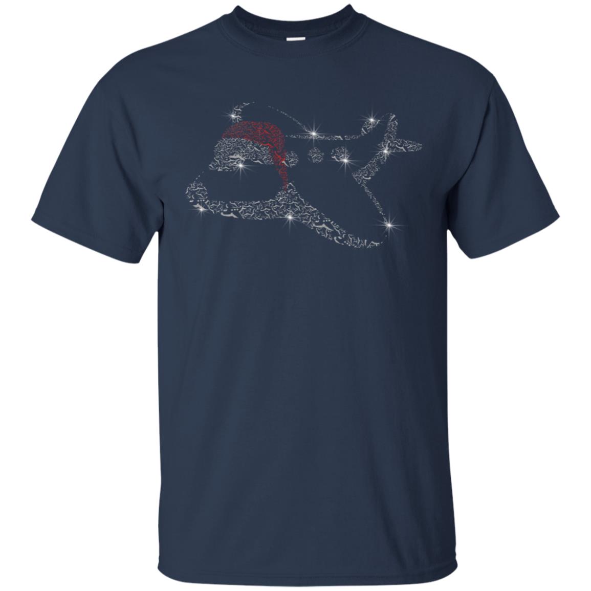 Airplane With Santa Hat Merry Christmas Gift Shirt For Mens Womens Kids Navy