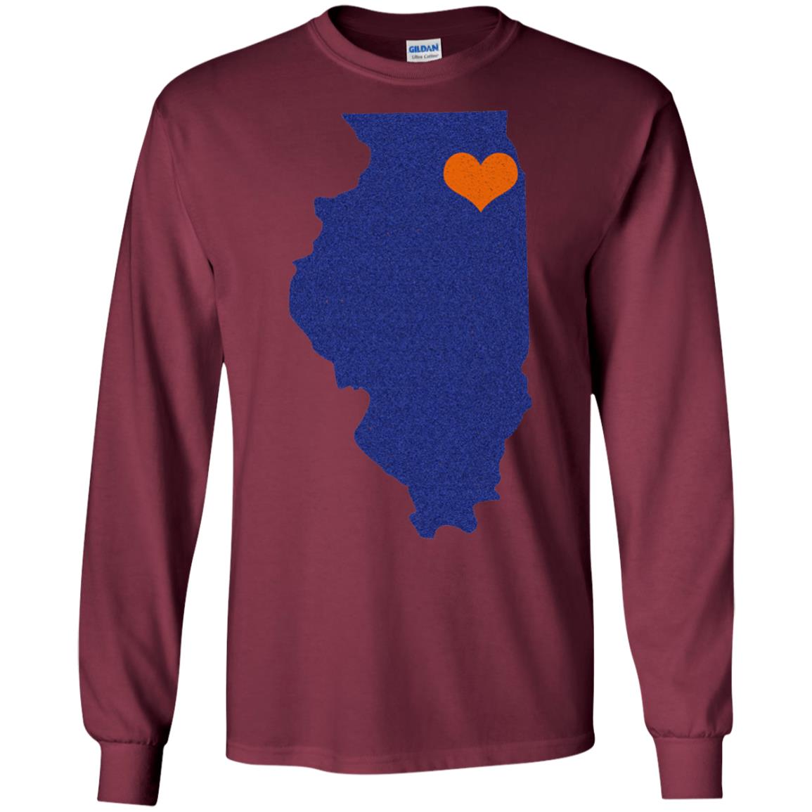 Football T-shirt Chicago Illinois Heart Maroon