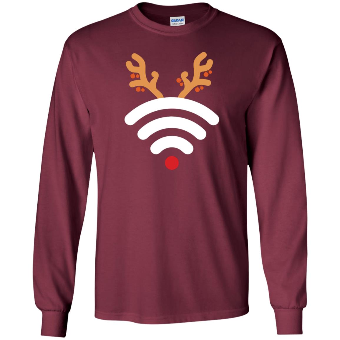 Wifi Signal Symbol Icon Reindeer X-mas Gift Shirt Maroon