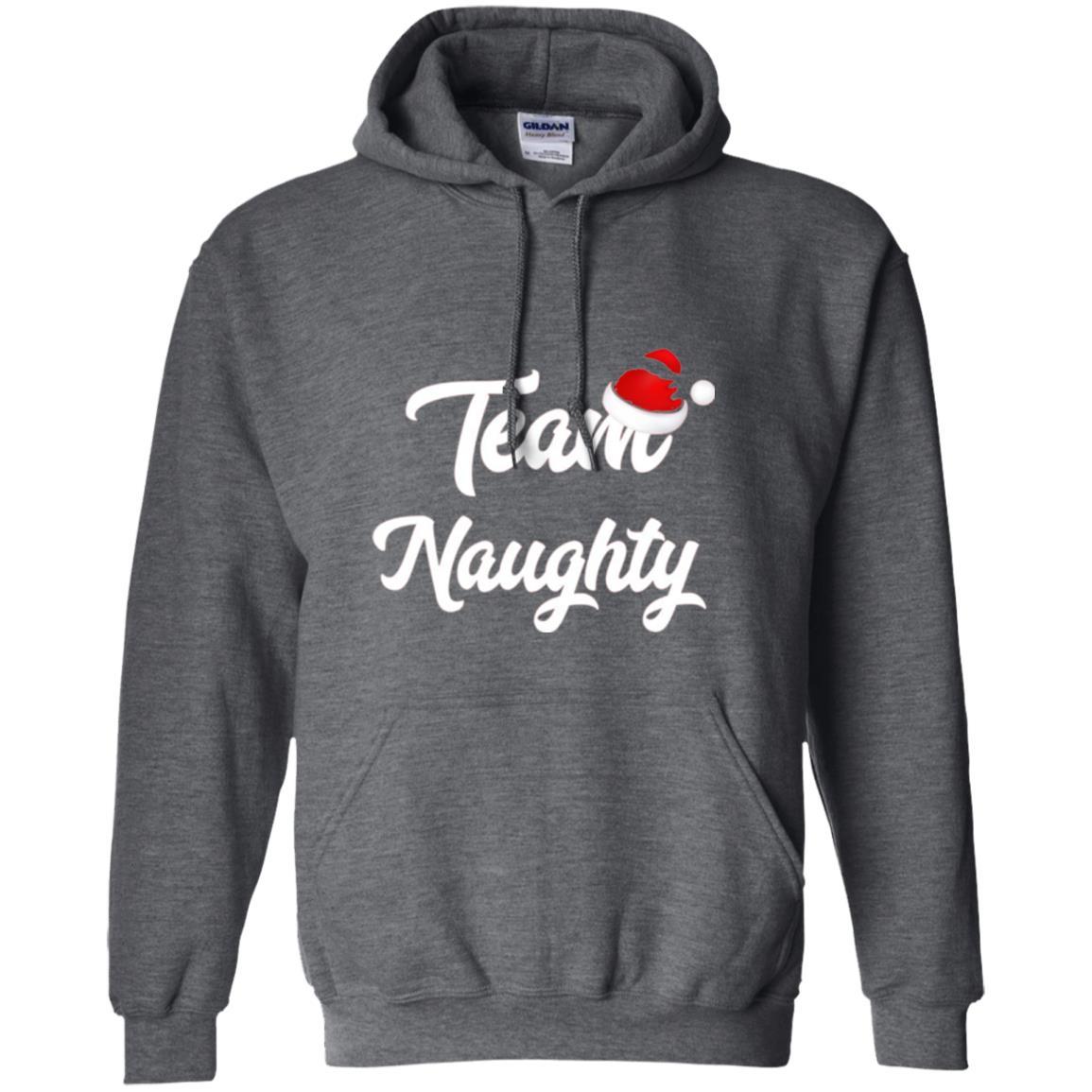 Christmas T-shirt Team Naughty Nice Santa Hat T-shirt Dark Heather