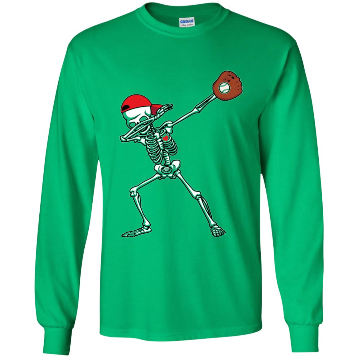 Dabbing Skeleton Baseball Lover T-shirt Irish Green