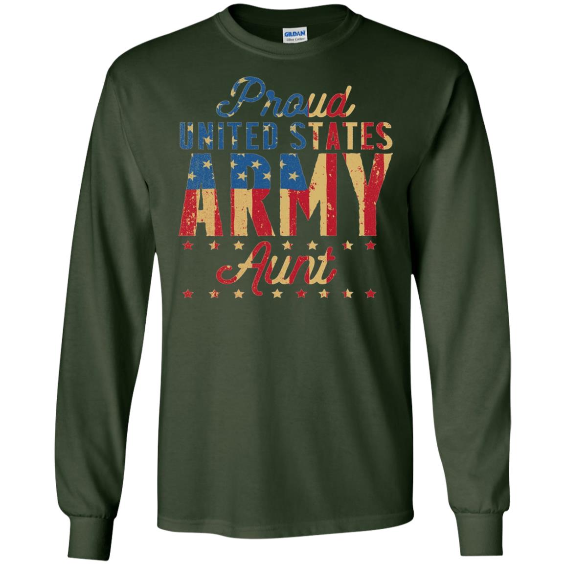 Proud United States Army Aunt Us Shirt Forest Green