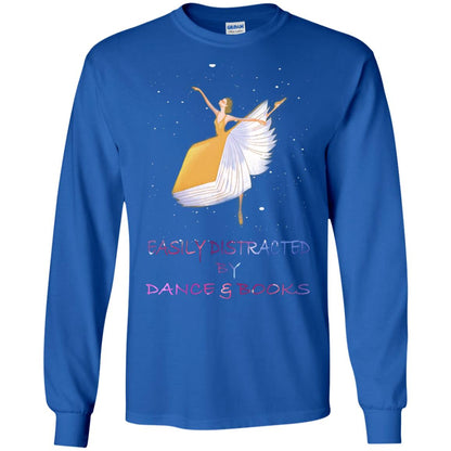 Easily Distracted By Dance And Read Books Shirt For Womens Royal