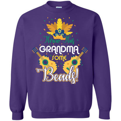 Mardi Gras T-shirt Throw This Grandma Some Beads Purple