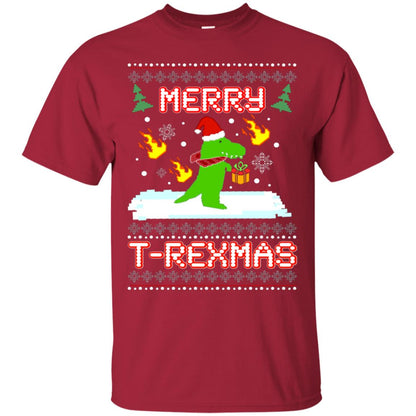 Merry T-rexmas X-mas Dinosaur Saurus Gift Shirt Cardinal