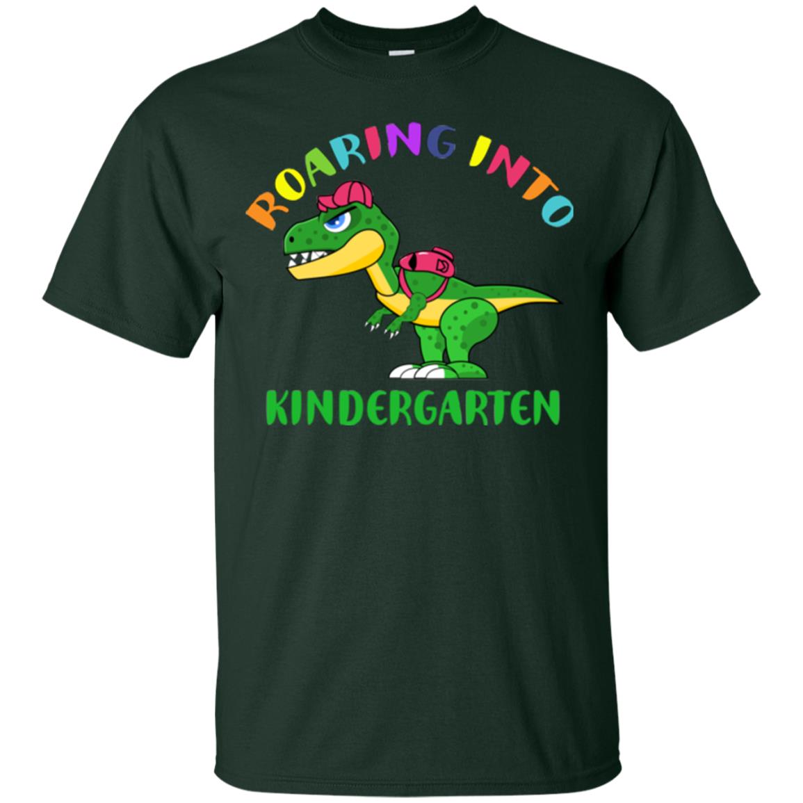 Roaring Into Kindergarten Happy First Day Of School Shirt Forest