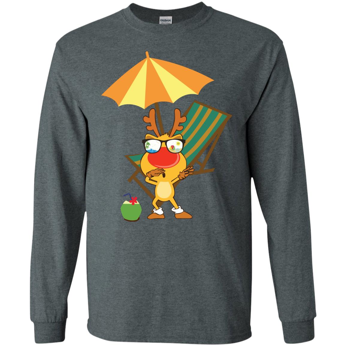 Dabbing Reindeer With Sunglasses Celebrate Xmas In July 2018 Shirt Dark Heather
