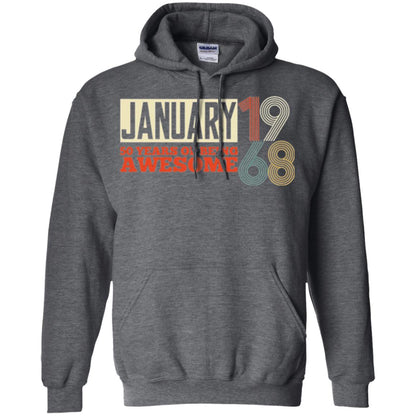 Birthday T-shirt January 1968 50 Years Of Being Awesome Dark Heather