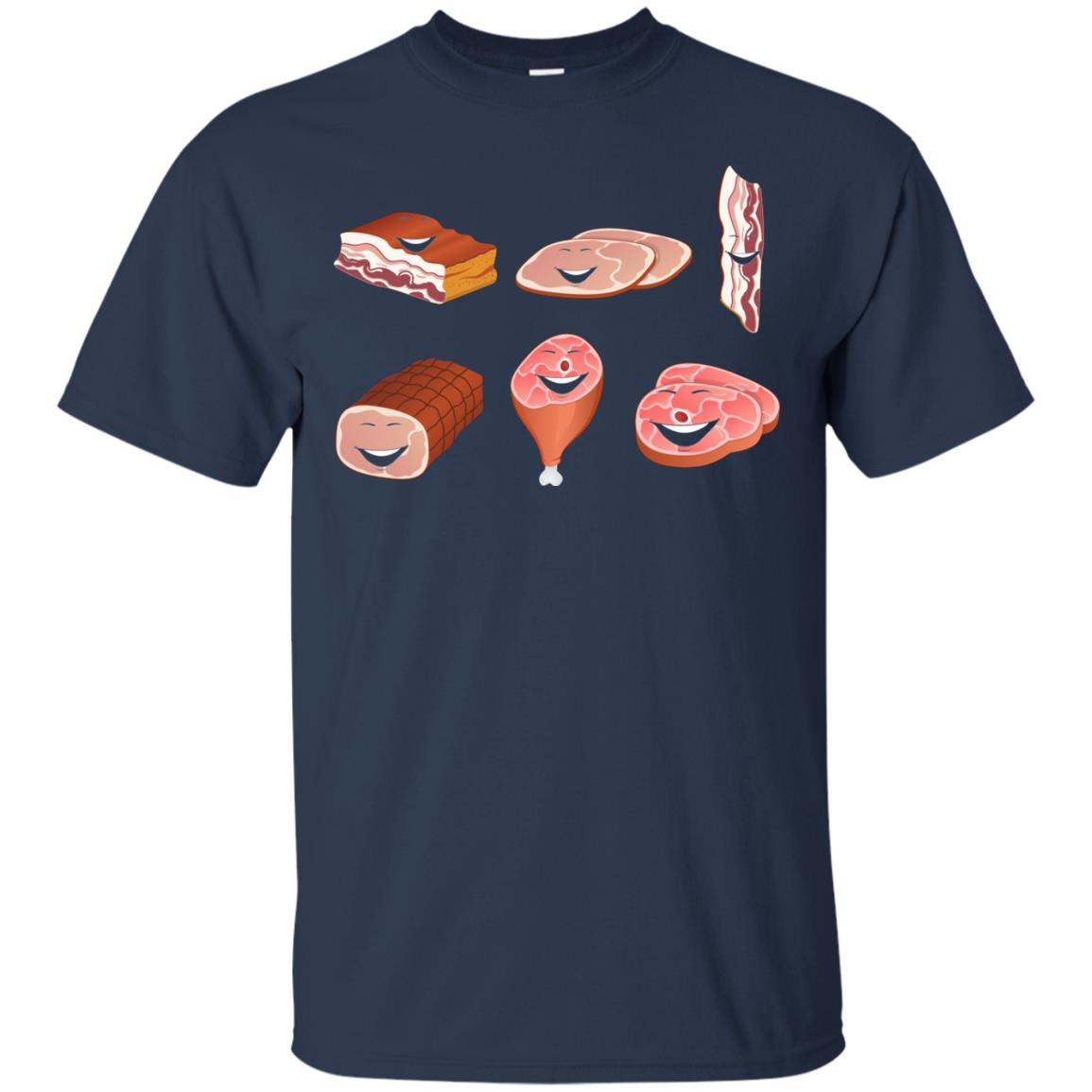 Funny Bbq T-shirt Meat Family Navy