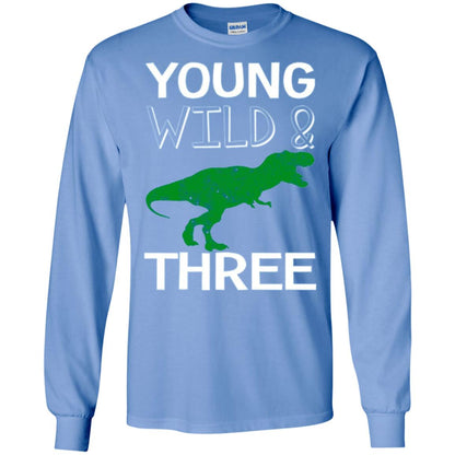Dinosaur T-shirt Young Wild And Three Carolina Blue