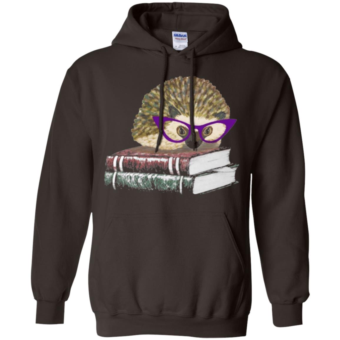 Adorable Hedgehog Book Nerd Gift Shirt Dark Chocolate
