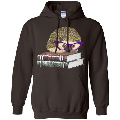 Adorable Hedgehog Book Nerd Gift Shirt Dark Chocolate