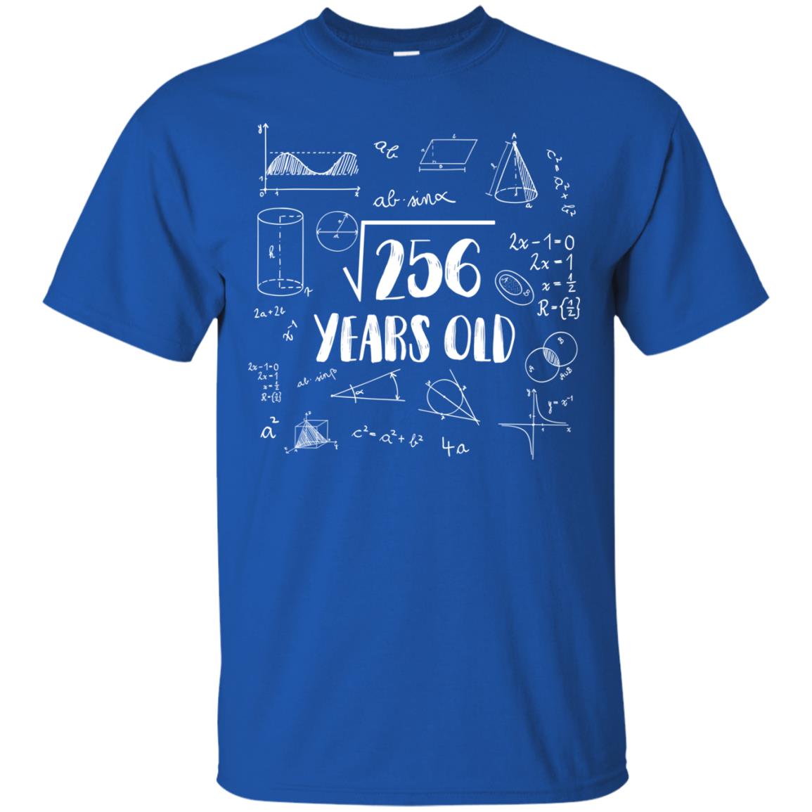 Square Root Of 256 16th Birthday 16 Years Old Math T-shirt Royal