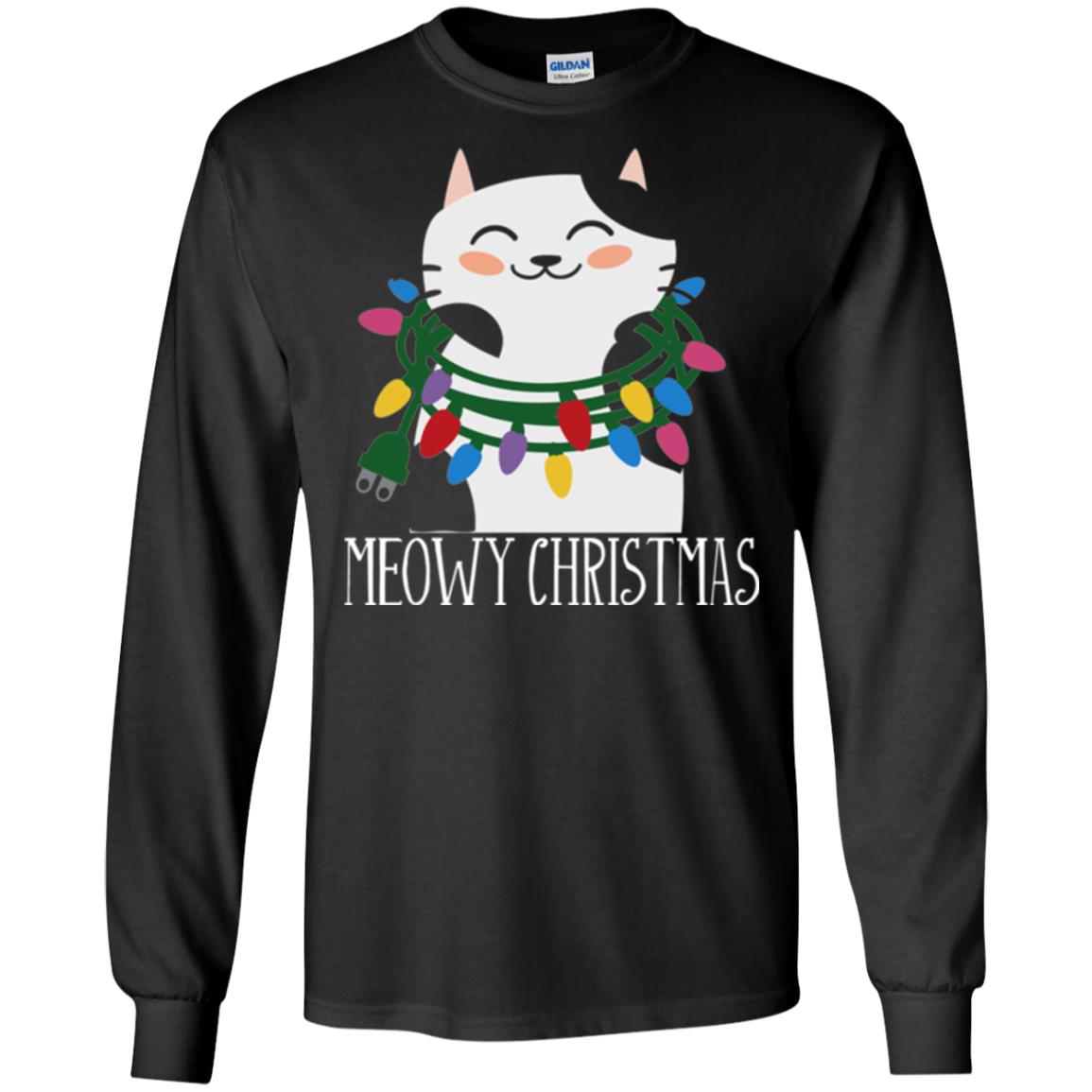 Meowy Christmas Holiday T-shirt Black