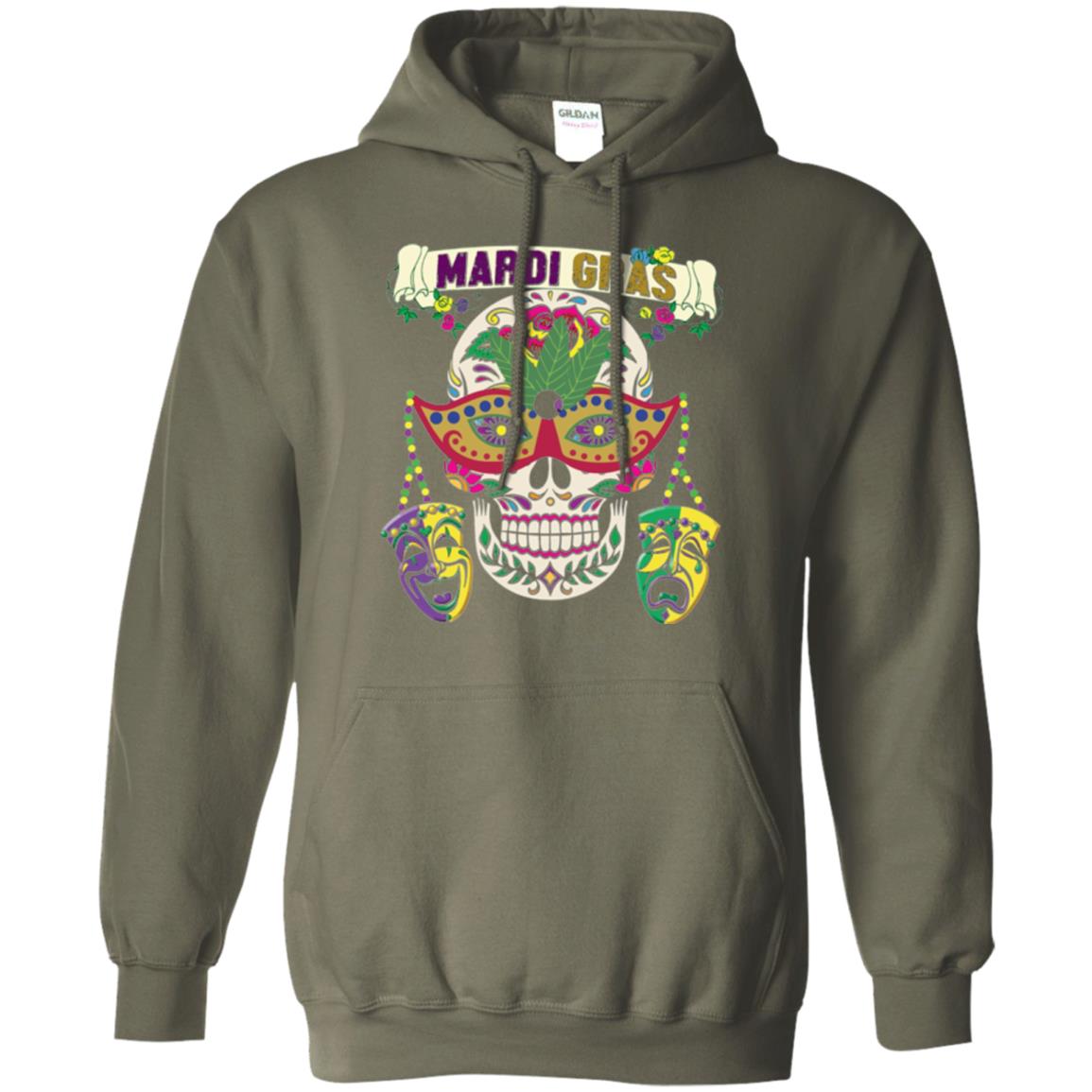 Mardi Gras Skull T-shirt Military Green