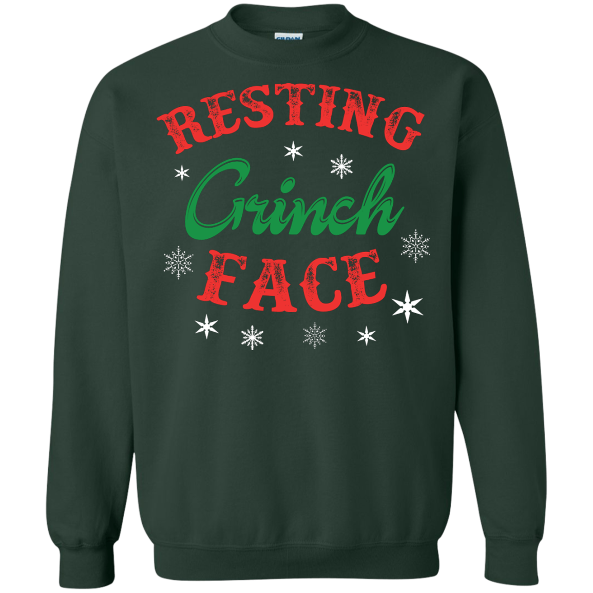 Christmas T-Shirt Resting Grinch Face Forest Green
