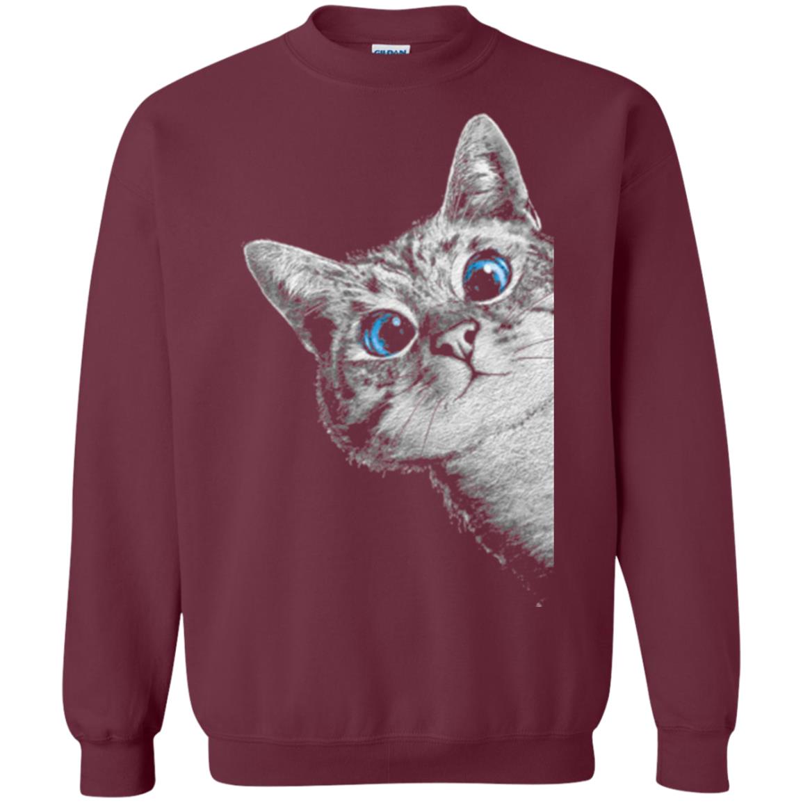 Cat Lovers T-shirt Cute Face Maroon