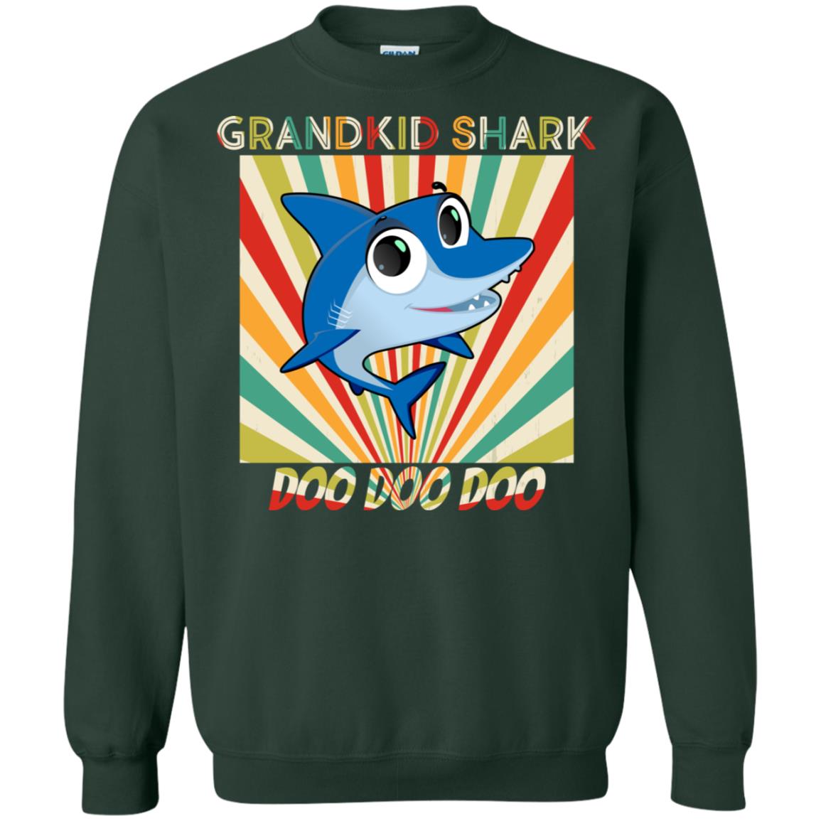 Grandkids Shark Doo Doo Doo Family Shark Gift Shirt Forest Green