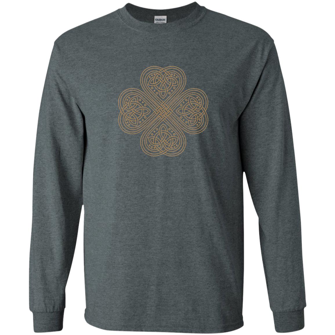 Irish Celtic Gold Knot Patricks Day Shirt Dark Heather