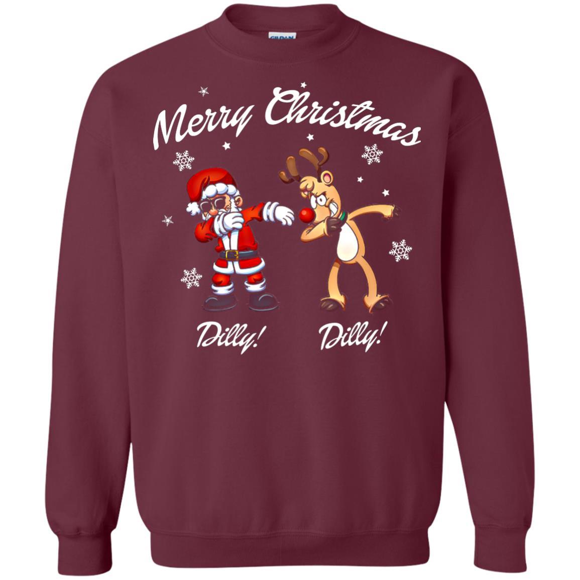 Christmas T-shirt Santa And Reindeer Dilly Dilly