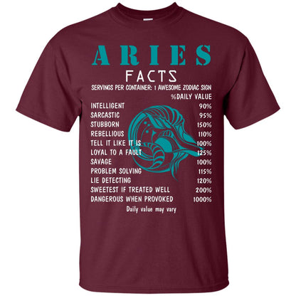 Aries Facts 1 Awesome Zodiac Sign Gift Shirt For Aries Horoscope Maroon