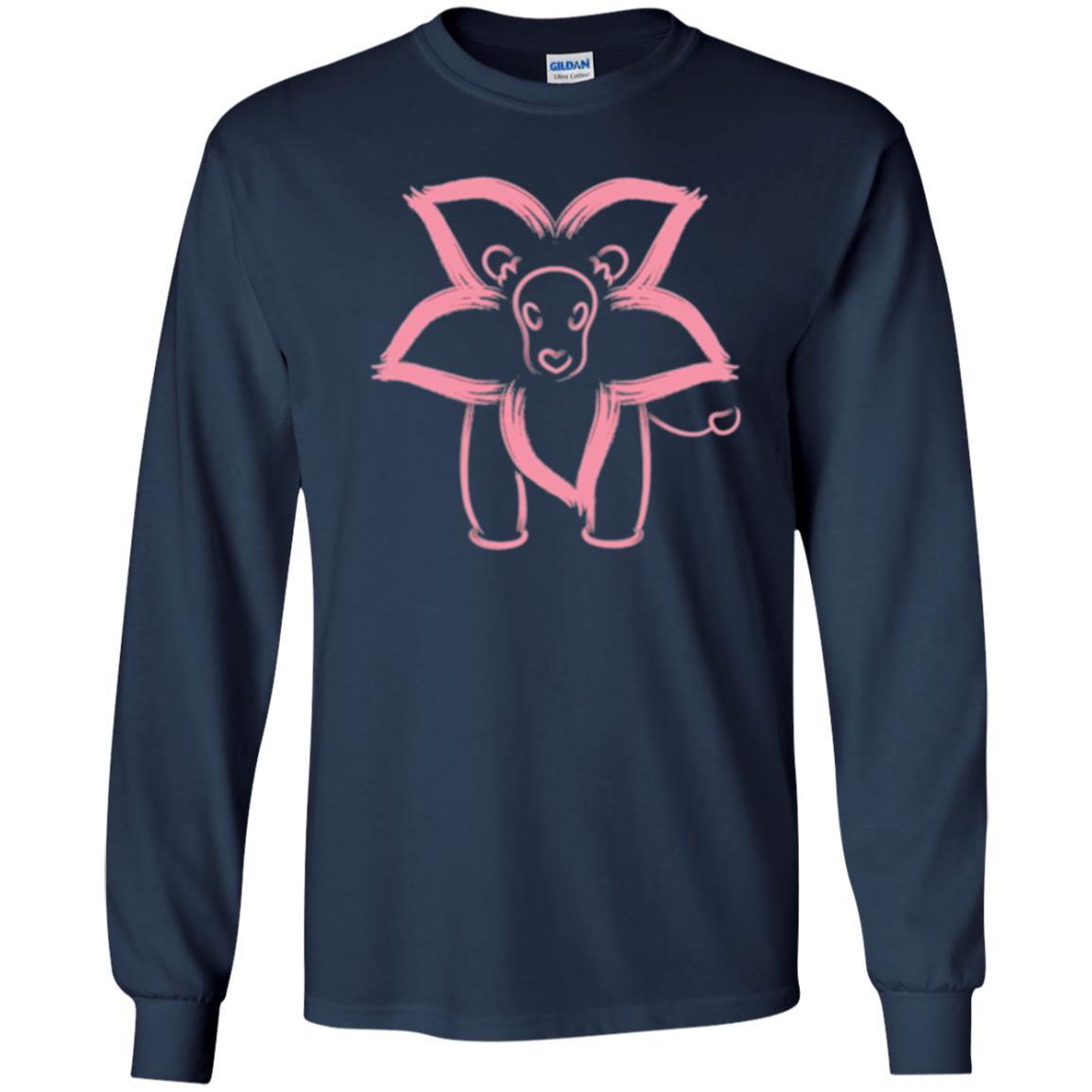 Cartoon T-shirt Flower Lion Outline Graphic Navy