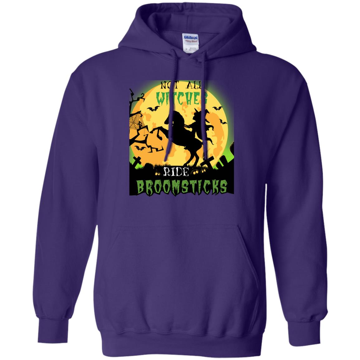 Not All Witches Ride Broomsticks Witches Ride A Horse Funny Halloween Shirt Purple