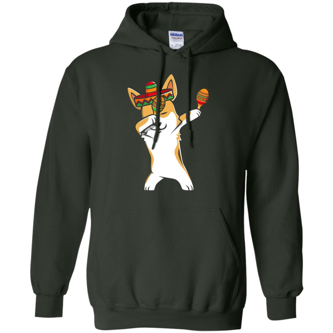 Dabbing Corgi Funny Cinco De Mayo T-shirt Forest Green