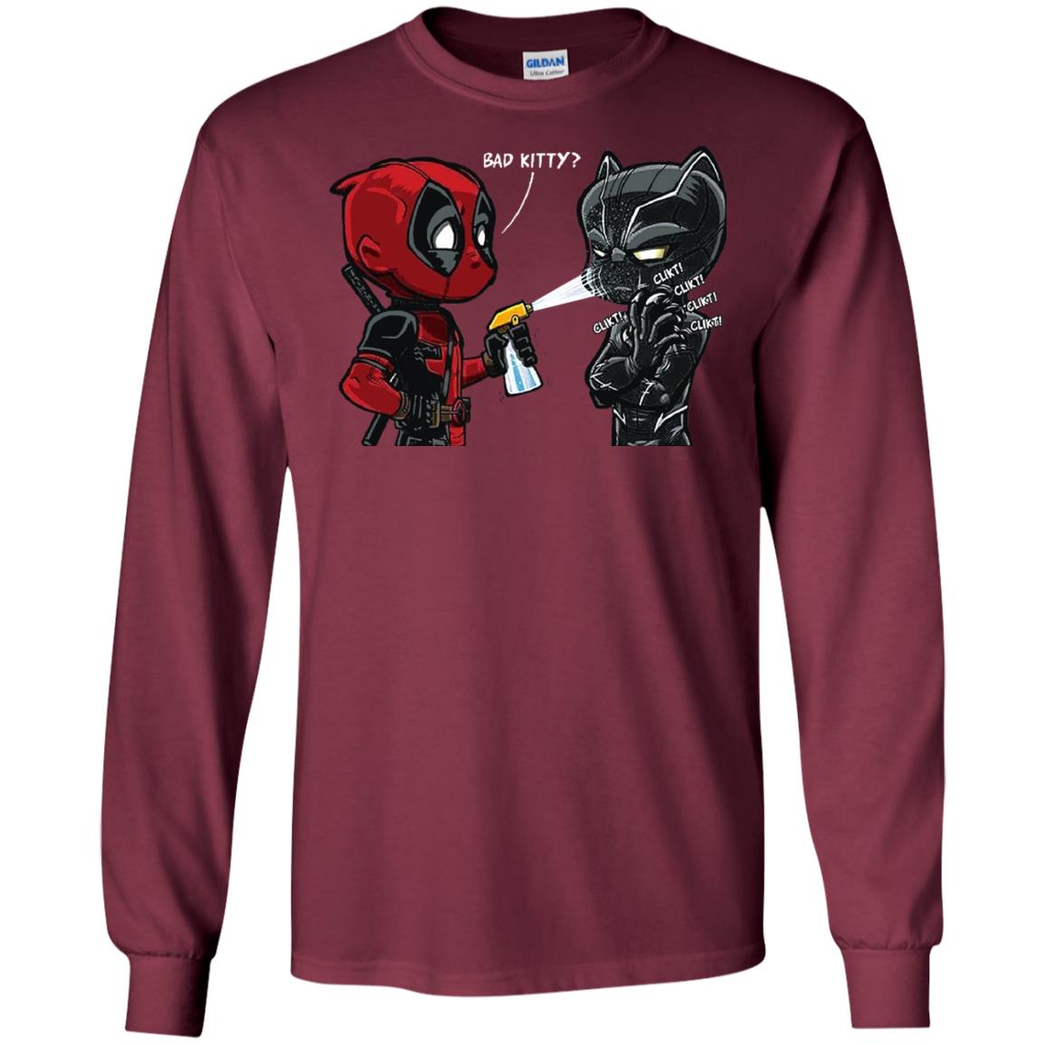 Deadpool Black Panther Bad Kitty Film Lover T-shirt Maroon