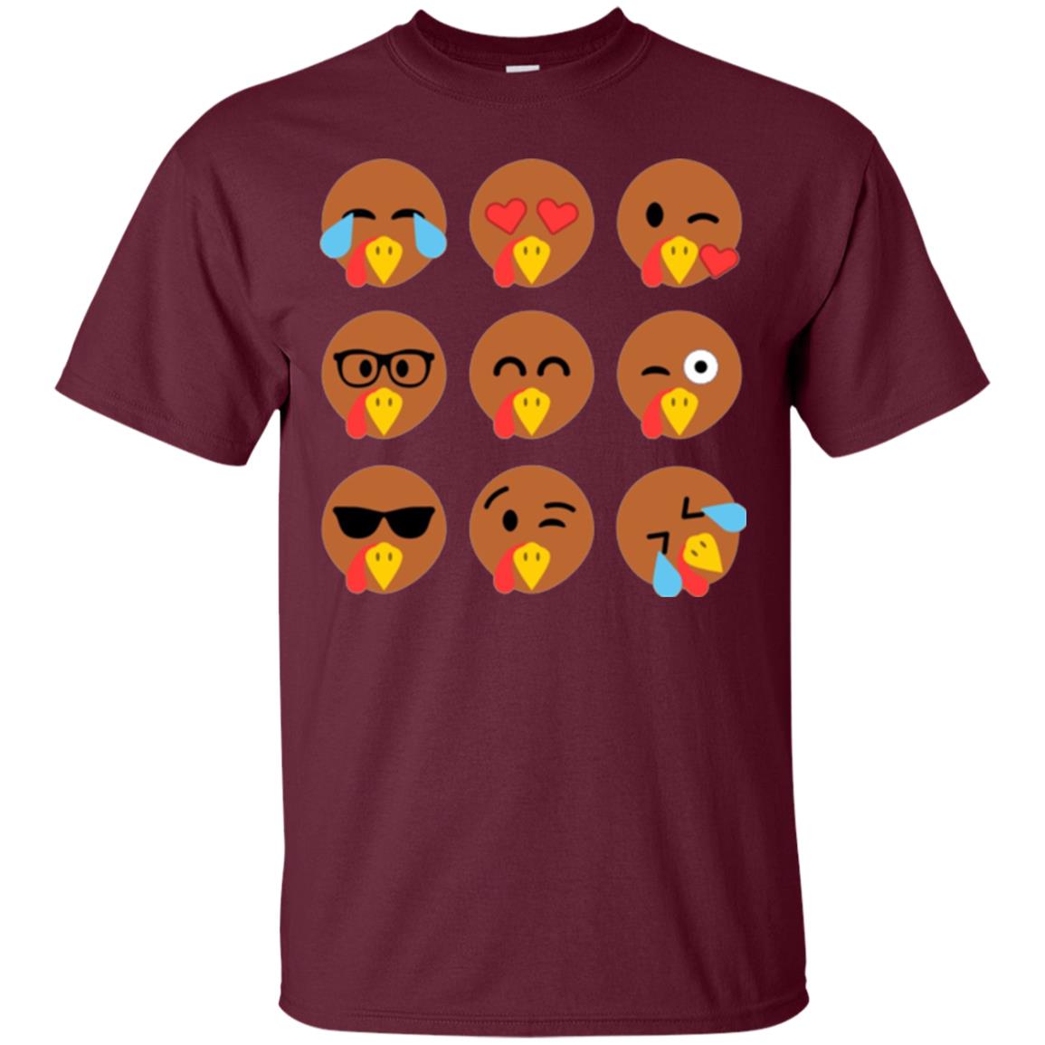 Thanksgiving T-shirt Turkey Emojis Maroon