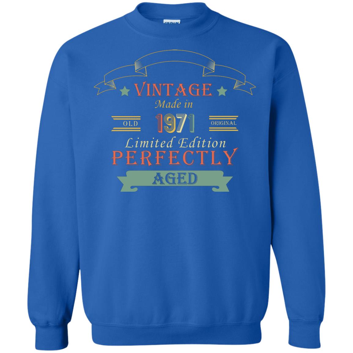 Vintage Made In Old 1971 Original Limited Edition Perfectly Aged 47th Birthday T-shirt Royal