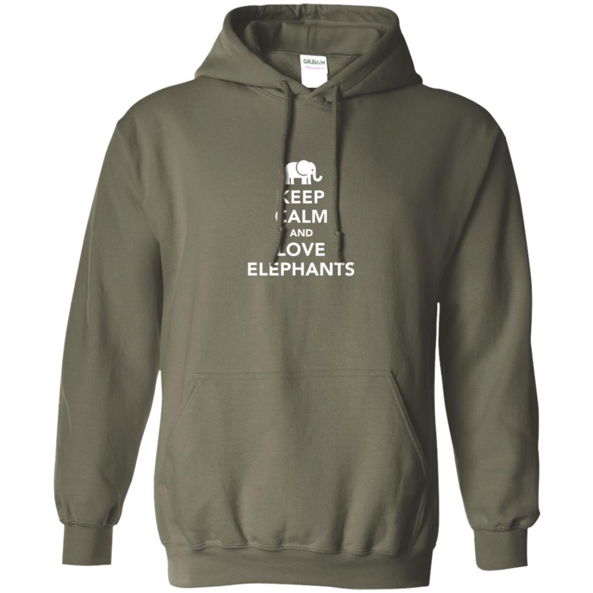 Elephant Lover T-shirt Keep Calm And Love Elephants T-shirt Military Green